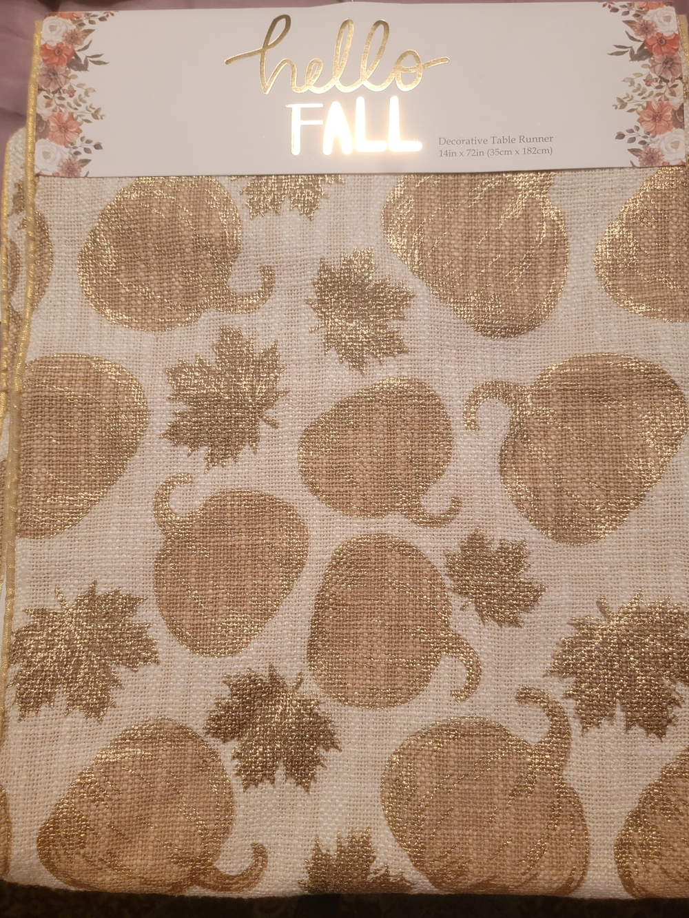 Gold Pumpkin Table Runner NWT Cotton Blend